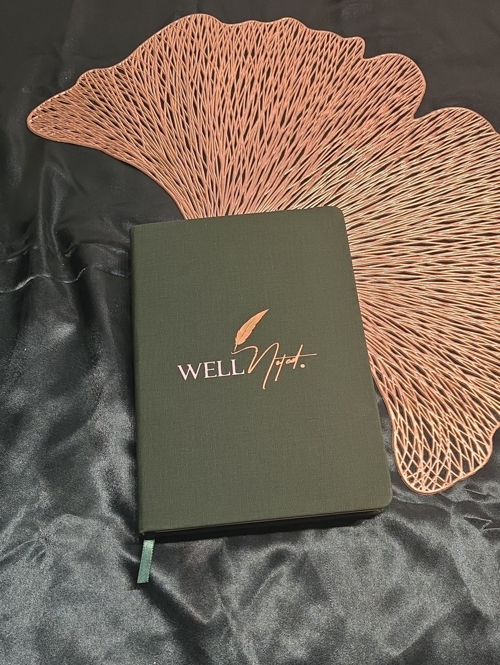 Dark Green Hardcover Journal with Rose Gold Accent